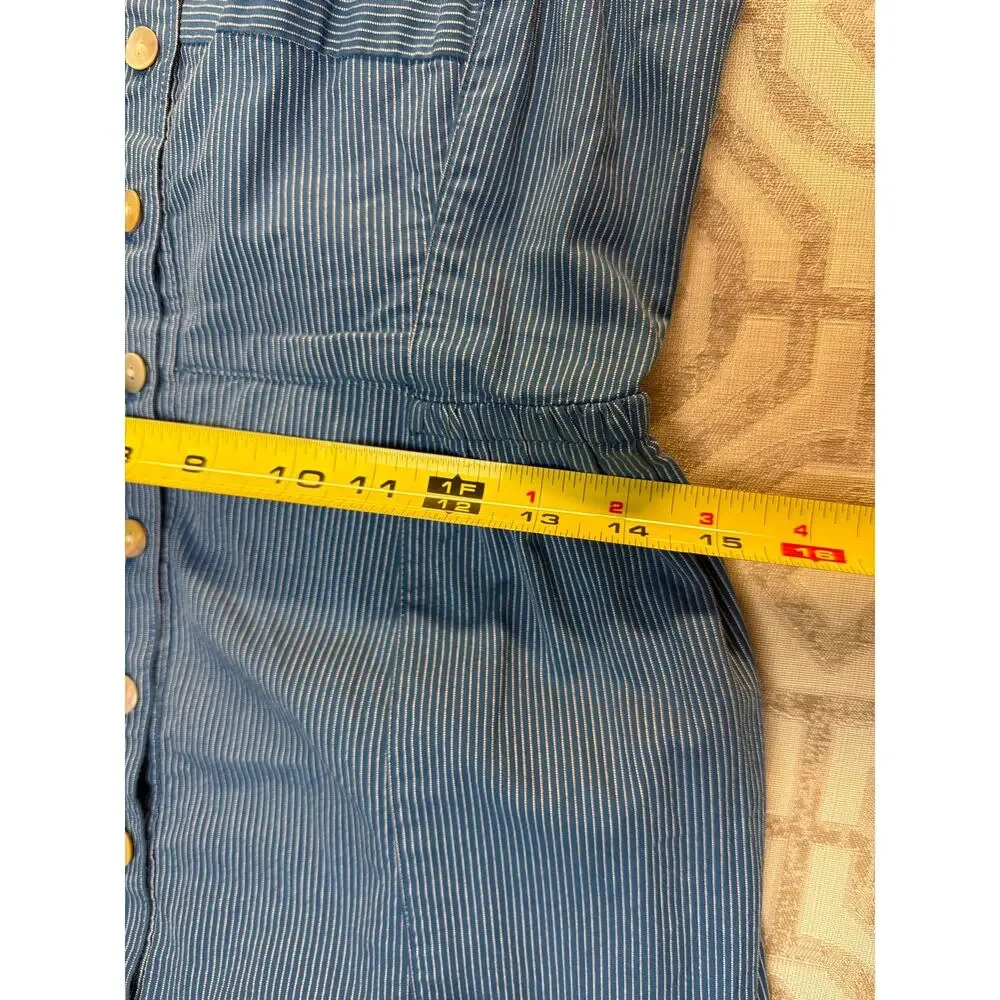 Madewell‎ Blue Striped Button-Front Tiered Midi Dress with Pockets size 0